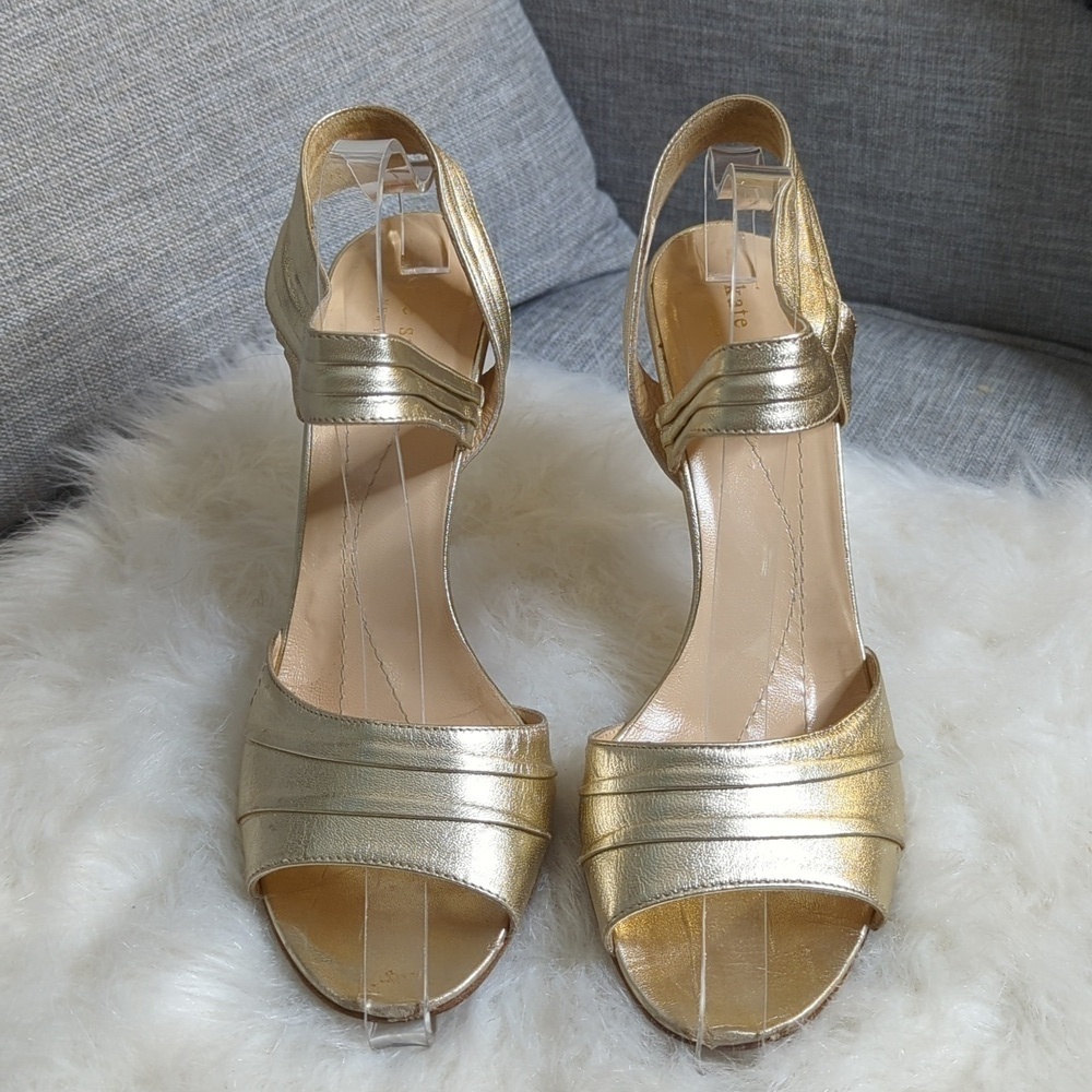 Kate Spade Soft Gold Leather Lightweight Slingback Sandals Size 8.5